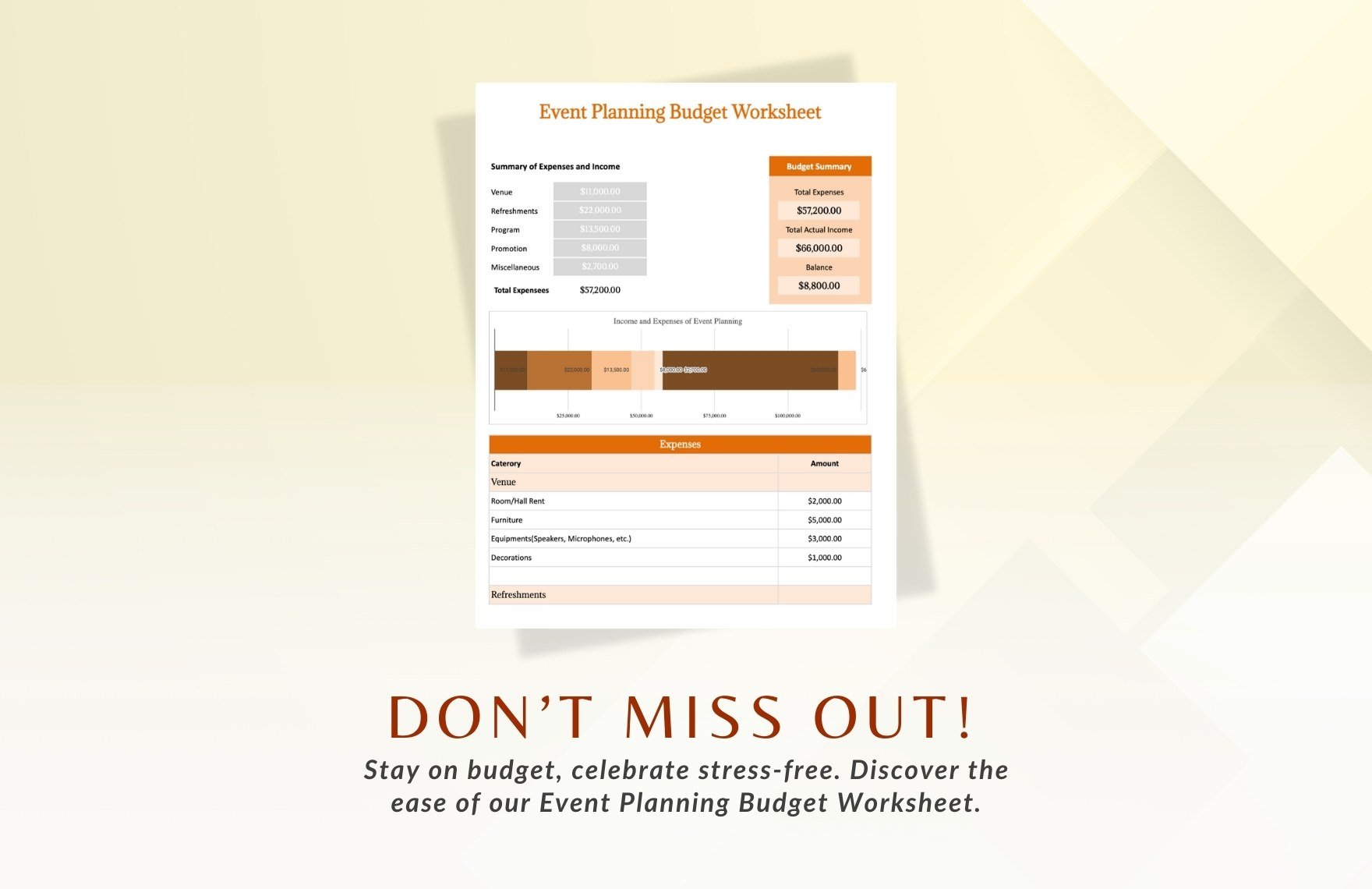 Event Planning Budget Worksheet Template