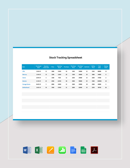 Stock Tracking Spreadsheet Template