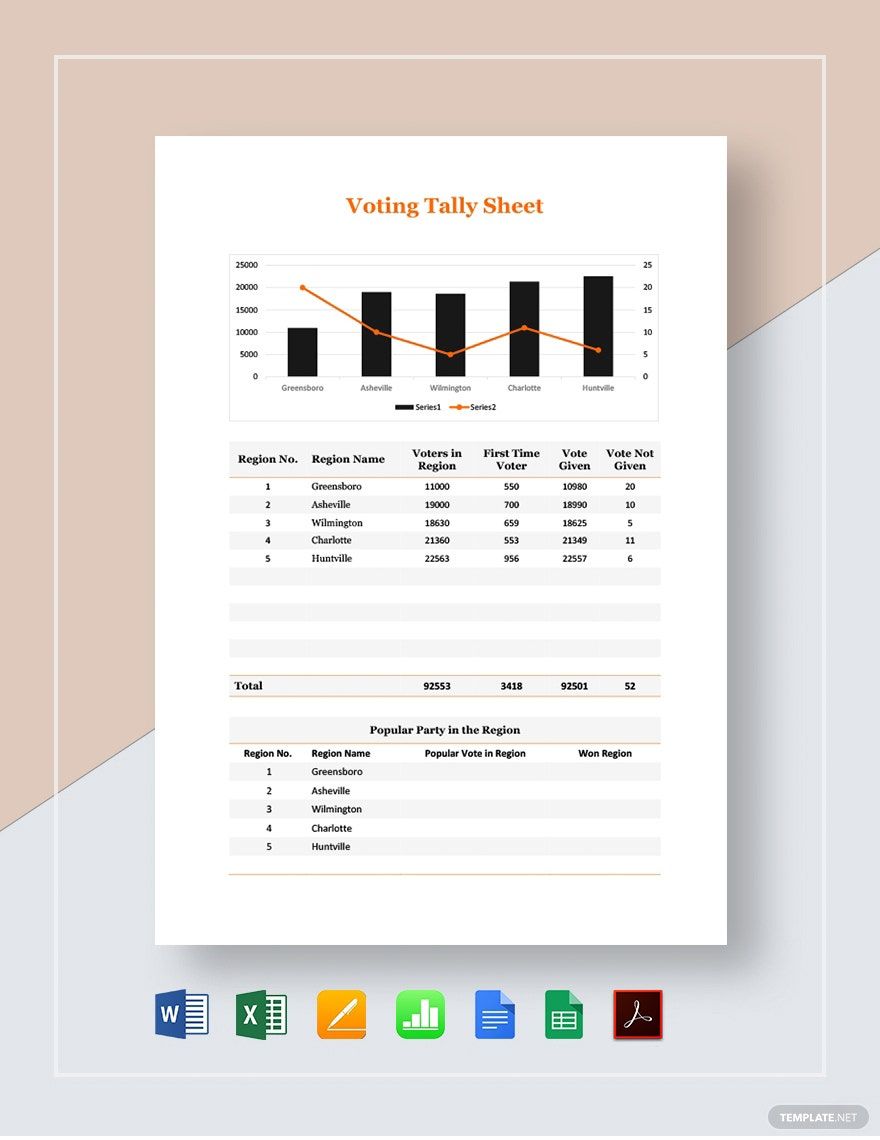 Voting Tally Sheet Template in Pages, Excel, Apple Numbers, Word, Google Docs, Google Sheets, PDF - Download | Template.net