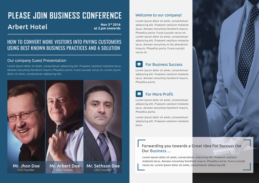 Business Conference A3 Bifold Brochure Template