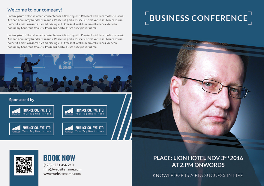 Business Conference A3 Bifold Brochure Template