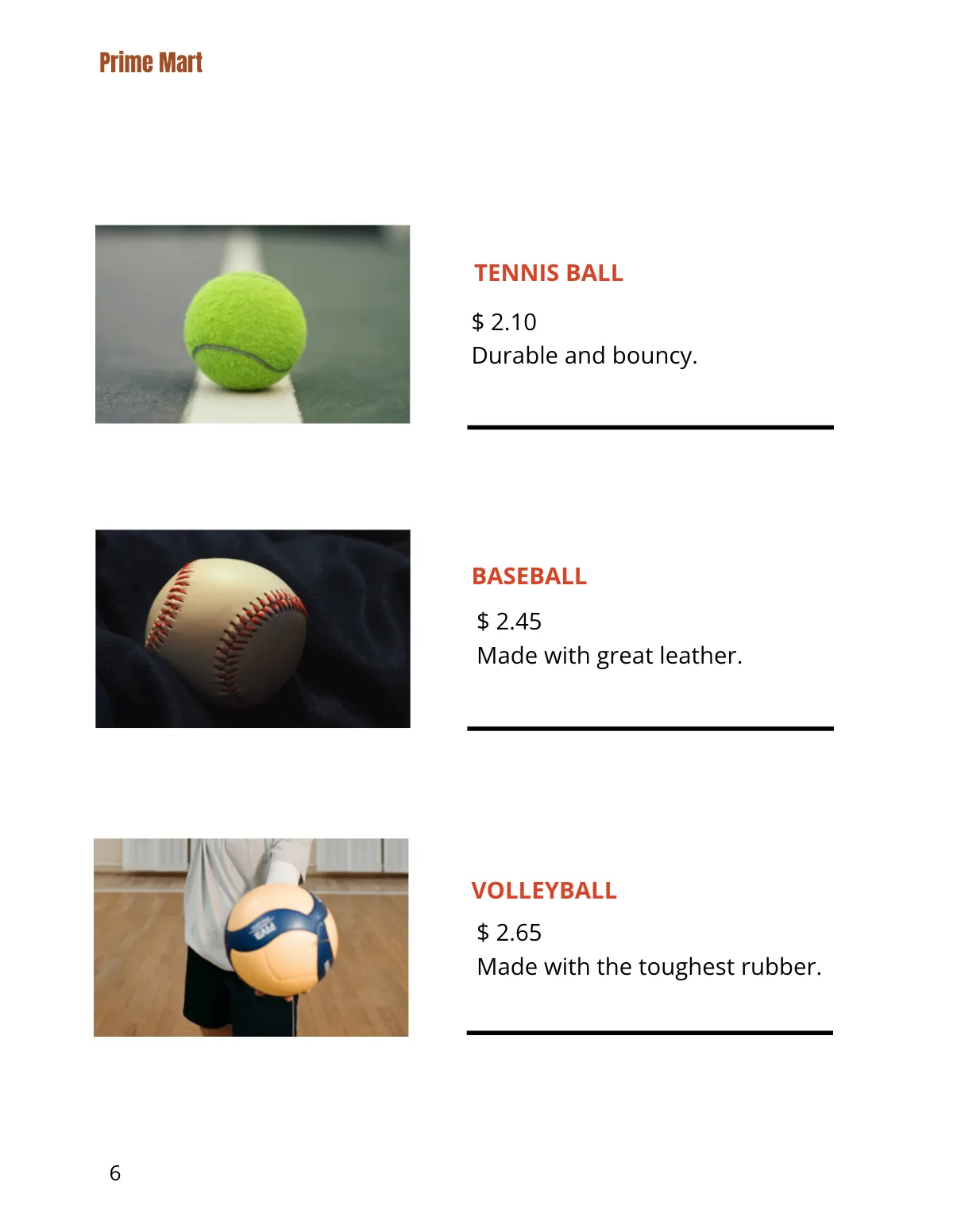 Free Sports Product Catalog Template to Edit Online