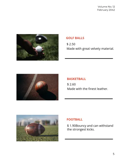 Free Sports Product Catalog Template to Edit Online