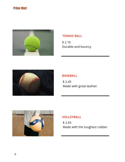 Free Sports Product Catalog Template to Edit Online