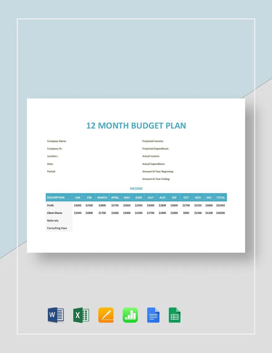 12 Month Budget Plan Template Download In Word Google Docs Excel 