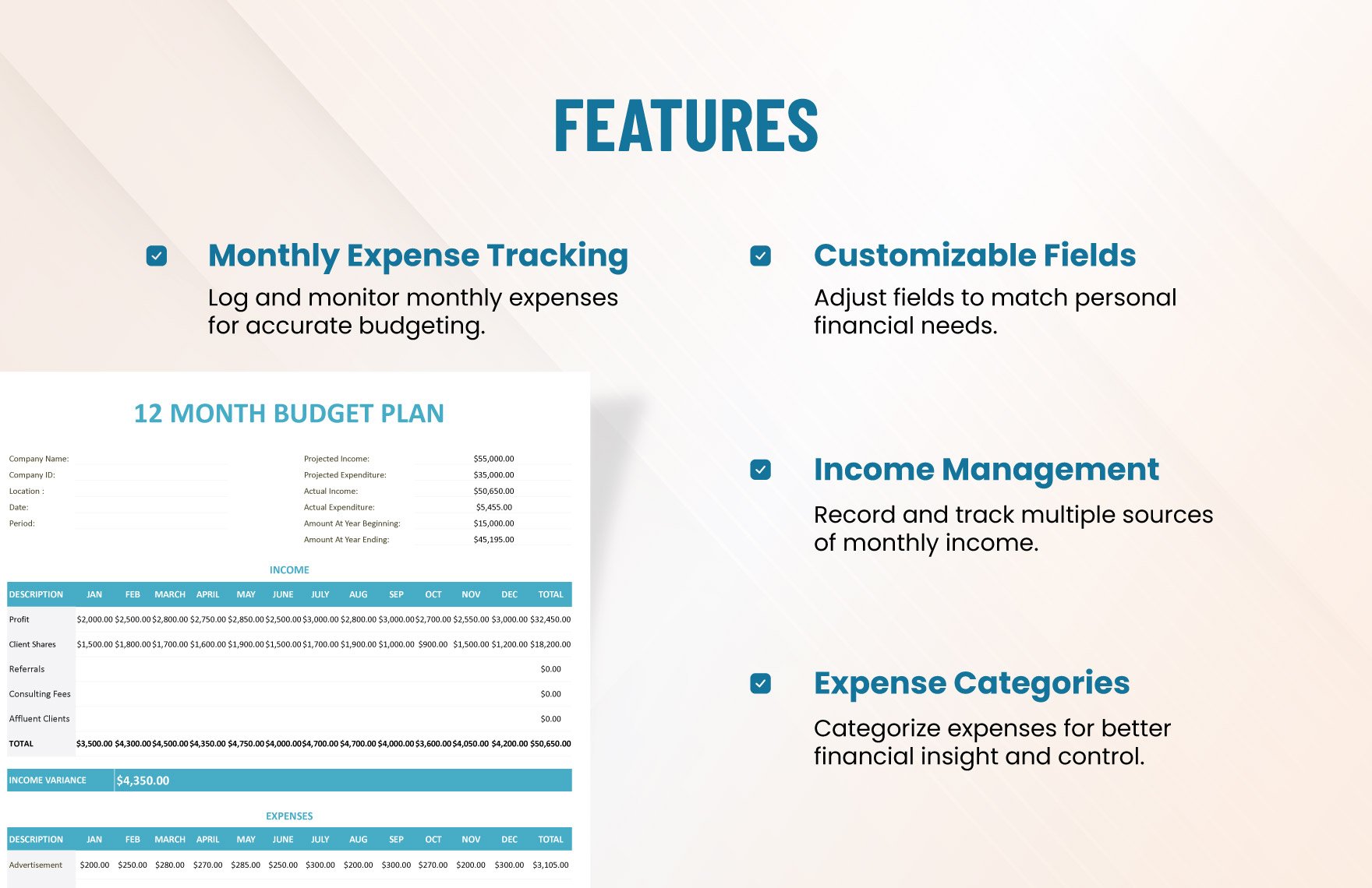 12 Month Budget Plan Template