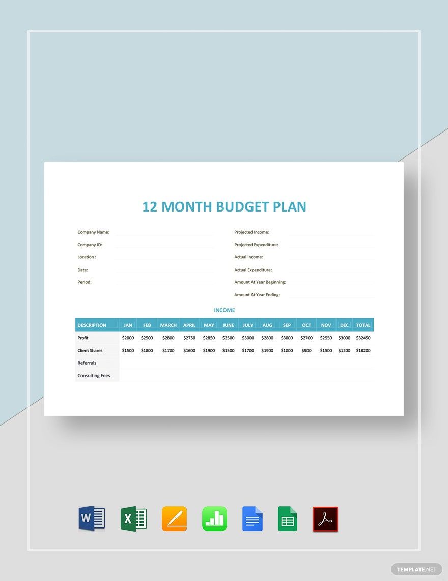 12 Month Budget Plan Template