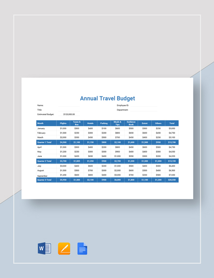 18+ Travel Budget Template in Google Docs | Google Sheets | MS Excel ...