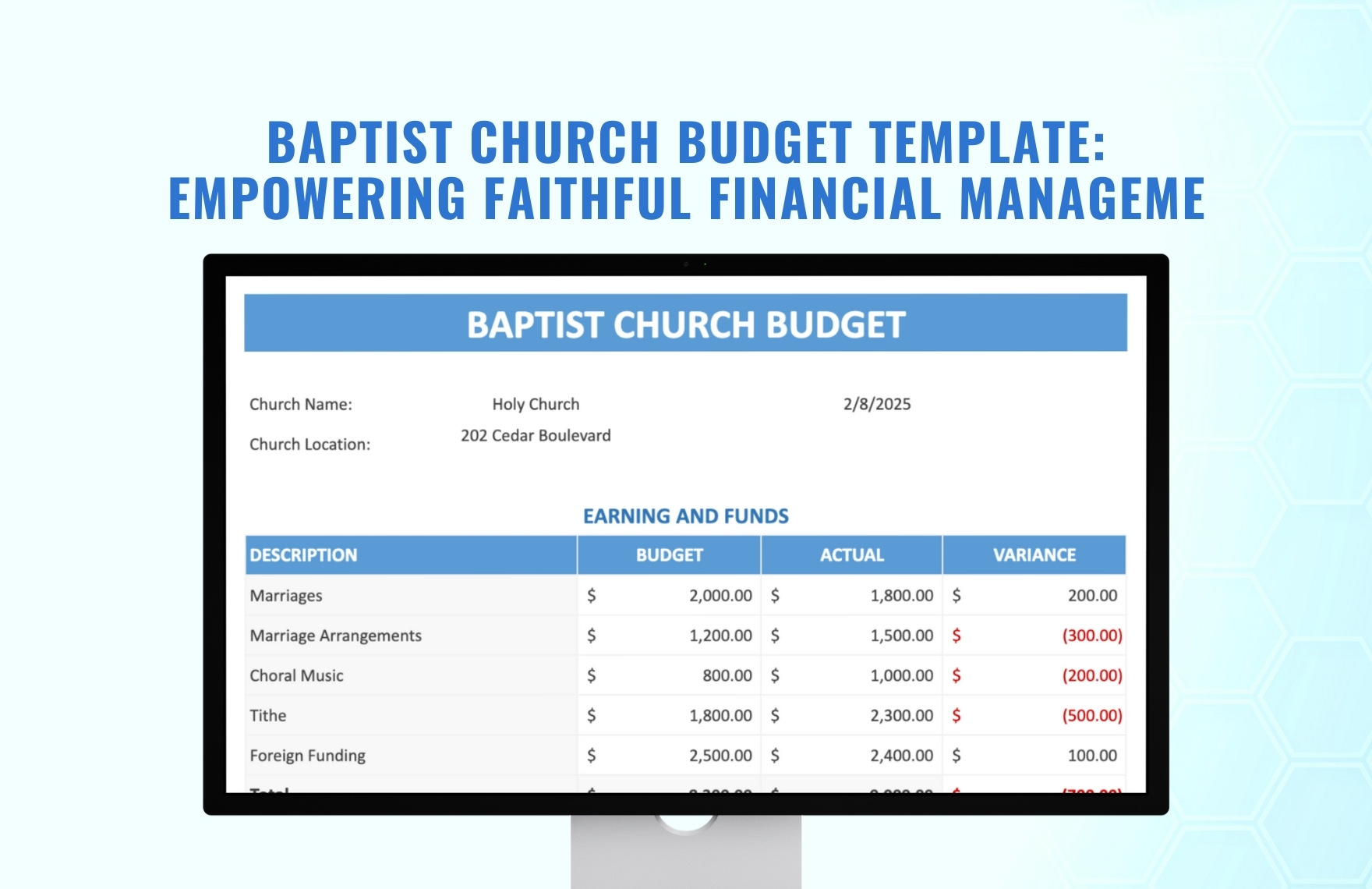 Baptist Church Budget Template
