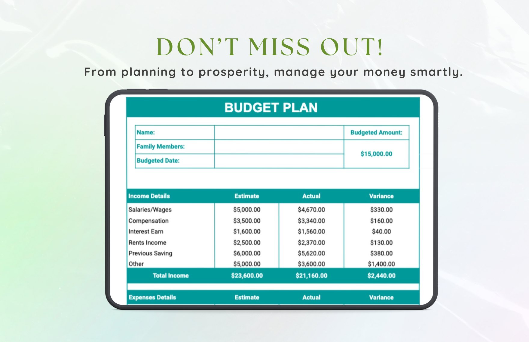 Budget Plan Template