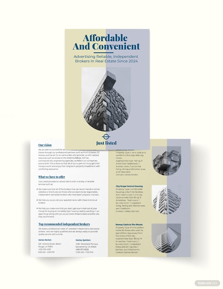 Independent Real Estate Broker Bi-Fold Brochure Template