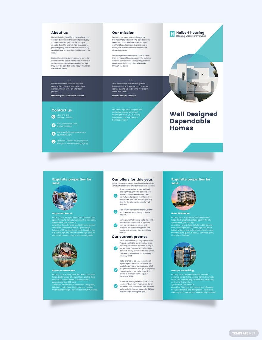 Personal Real Estate Agent Agency Tri-Fold Brochure Template