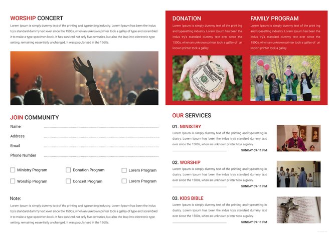 Free A4 Sample Church Brochure Template in Adobe Photoshop, Illustrator ...