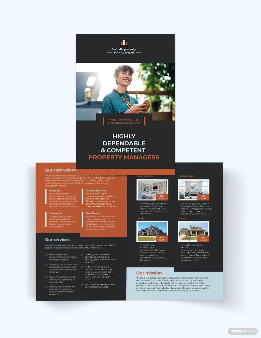 Property Management Maintenance Bi-Fold Brochure Template