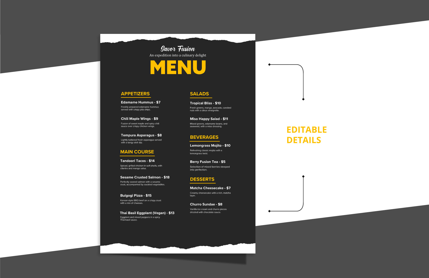 Free Printable Menu Template Download In Word 8937