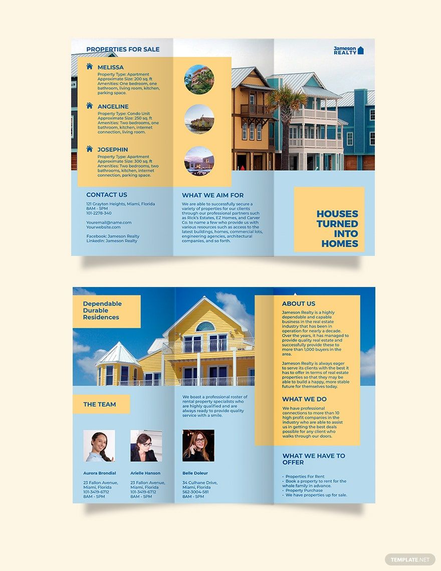 Family Vacation Rental Tri-Fold Brochure Template