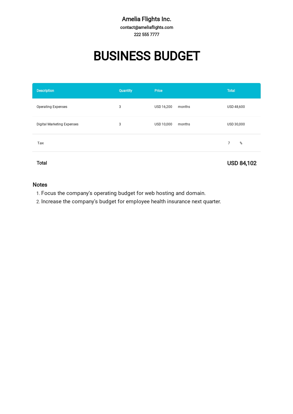 monthly business budget template excel