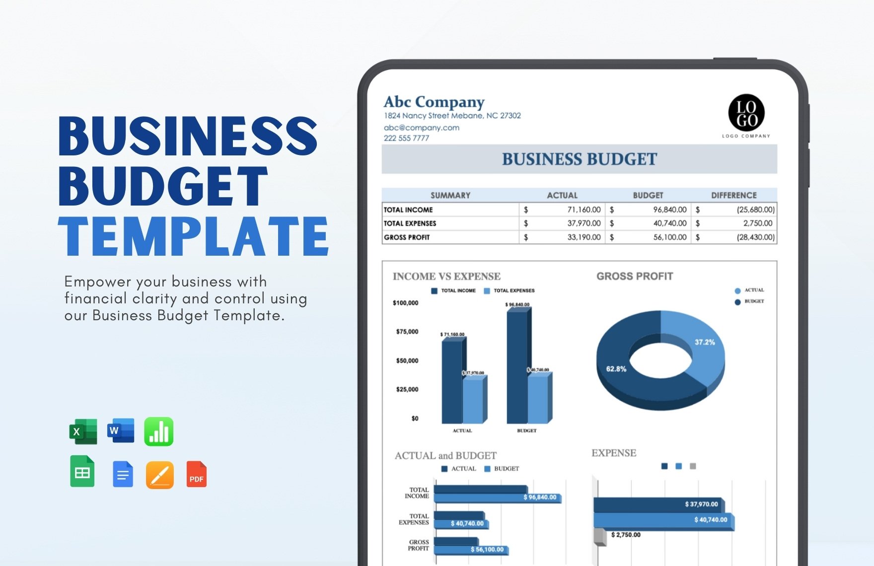 Business Budget Template in Word, Google Docs, Excel, PDF, Google Sheets, Apple Pages, Apple Numbers