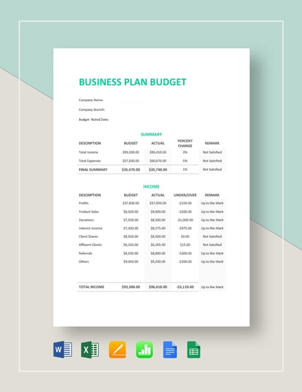 24 Budget Plan Templates Sample Example Google Docs Word Apple 