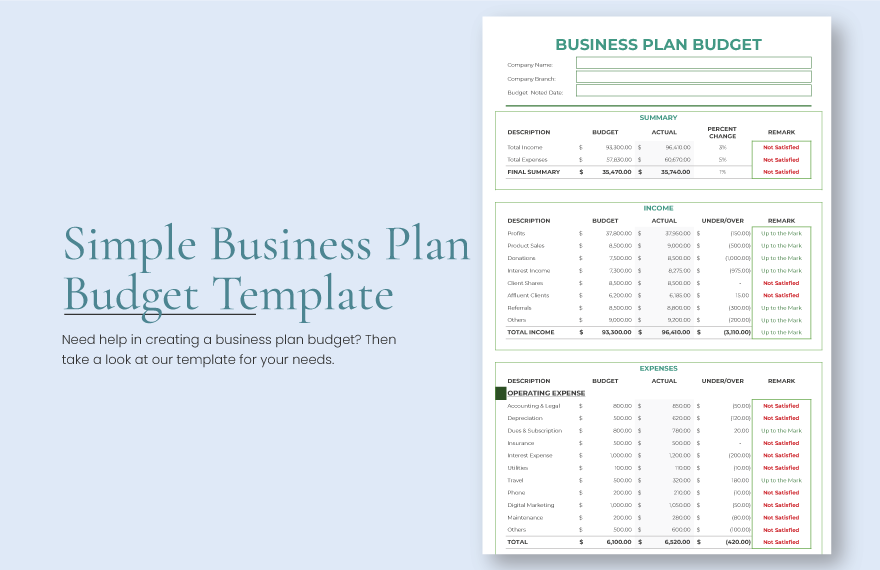 simple budget planning template word