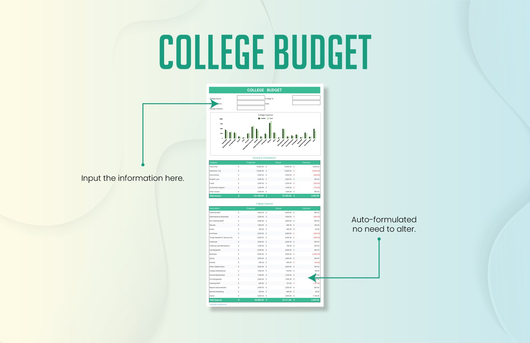 College Budget Template