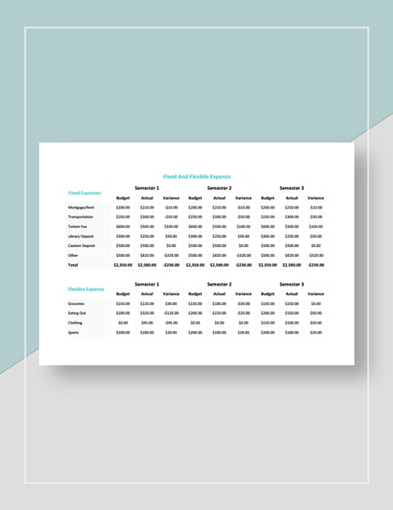College Student Budget Template - PDF | Word (DOC) | Excel | Apple (MAC