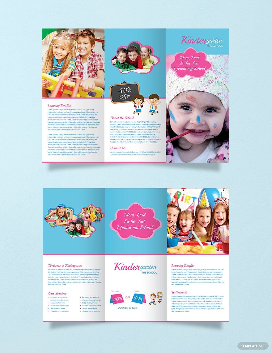 Kindergarten Tri Fold Brochure Template Download In Word Illustrator 
