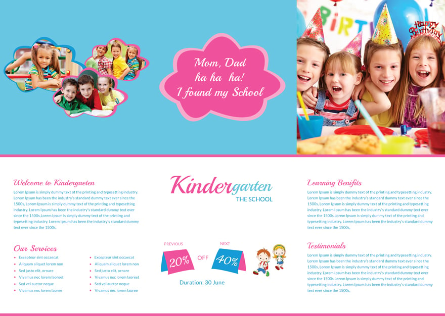 Kindergarten Tri-Fold Brochure Template