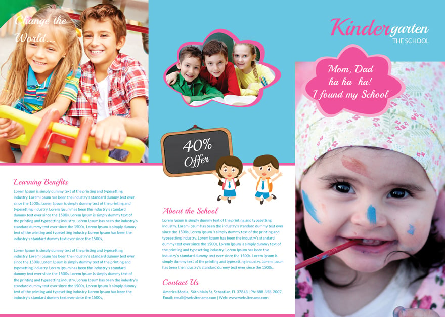 Kindergarten Tri-Fold Brochure Template