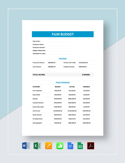 Film Budget Template Excel Word Template net