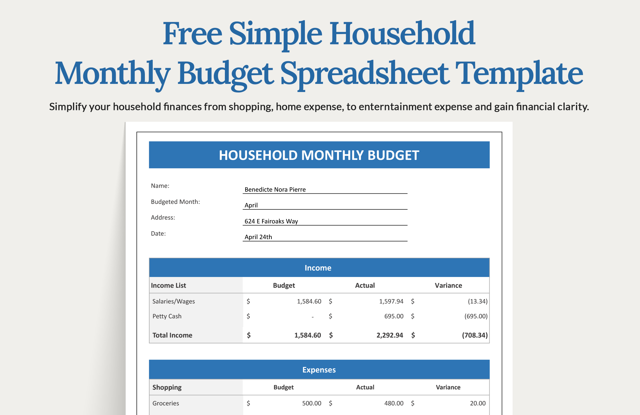 Budget Spreadsheet Template Google Docs