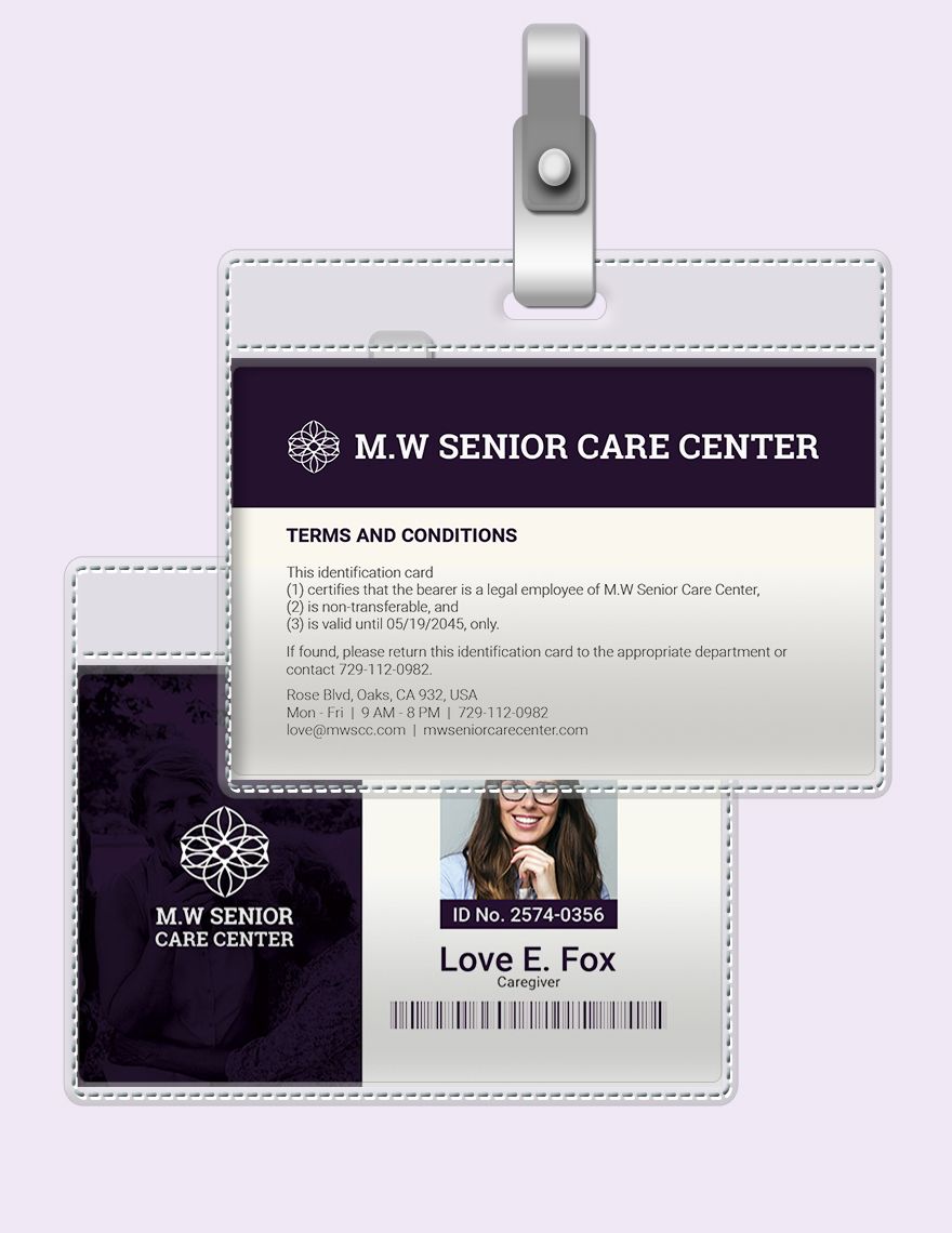 Senior Care ID Card Template
