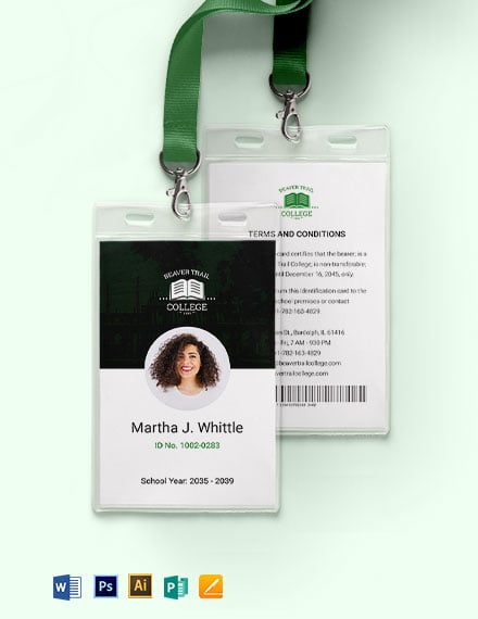 college id card template psd free download