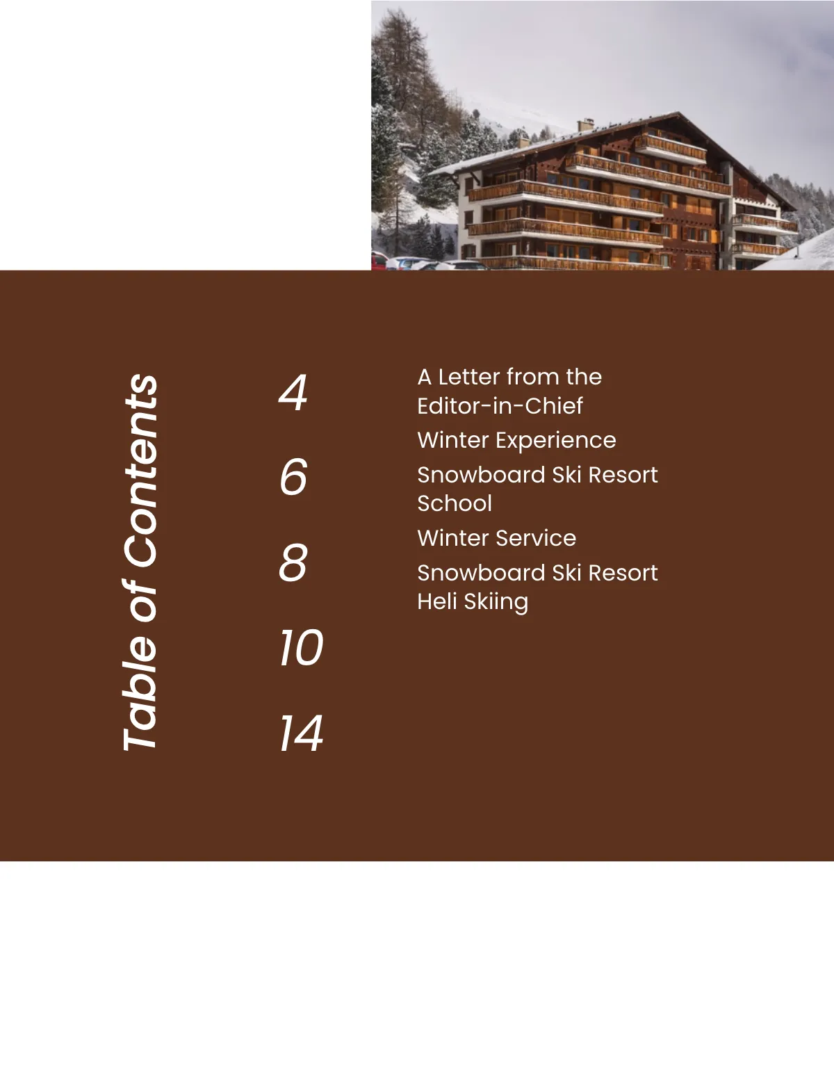 Free Ski Resort Hotel Catalog Template to Edit Online