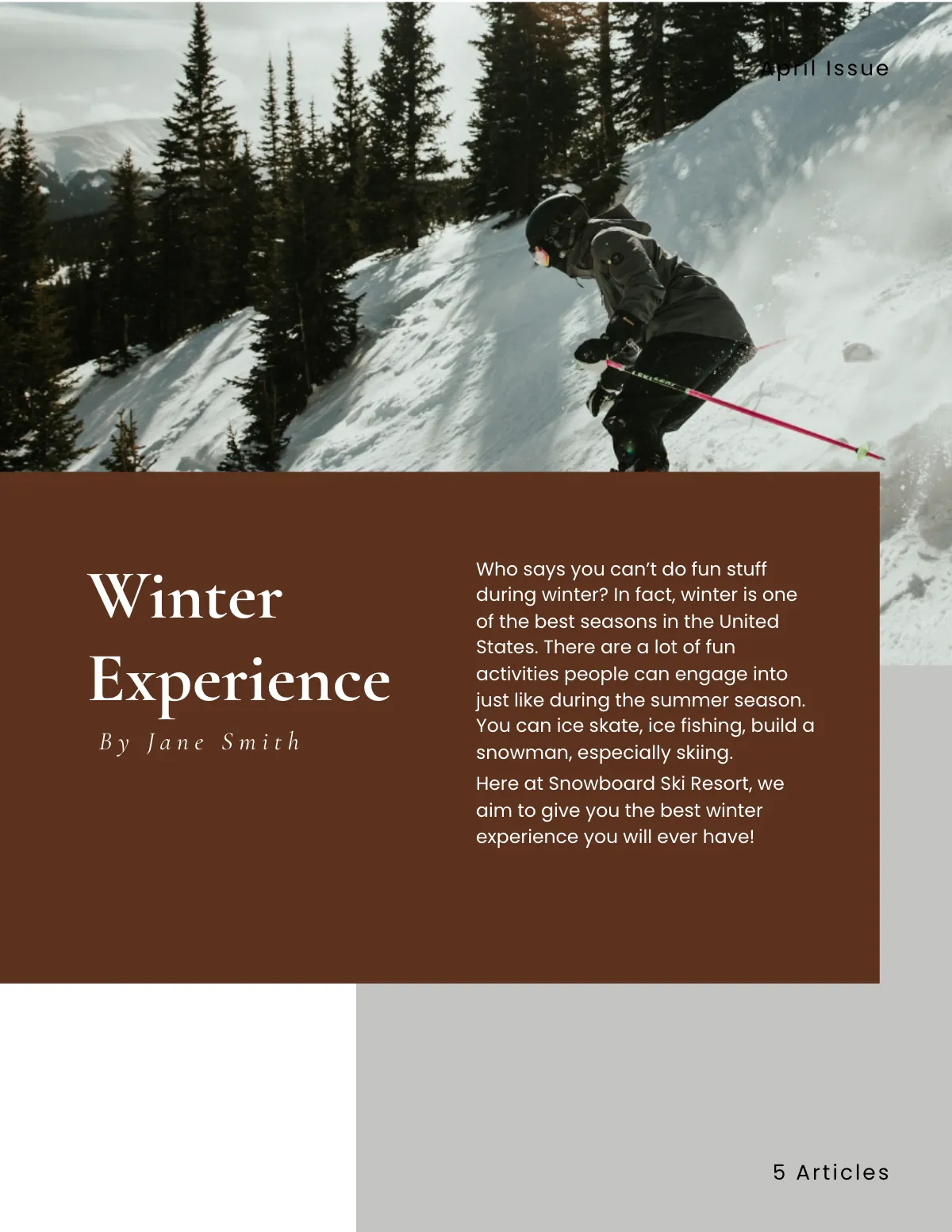 Free Ski Resort Hotel Catalog Template to Edit Online