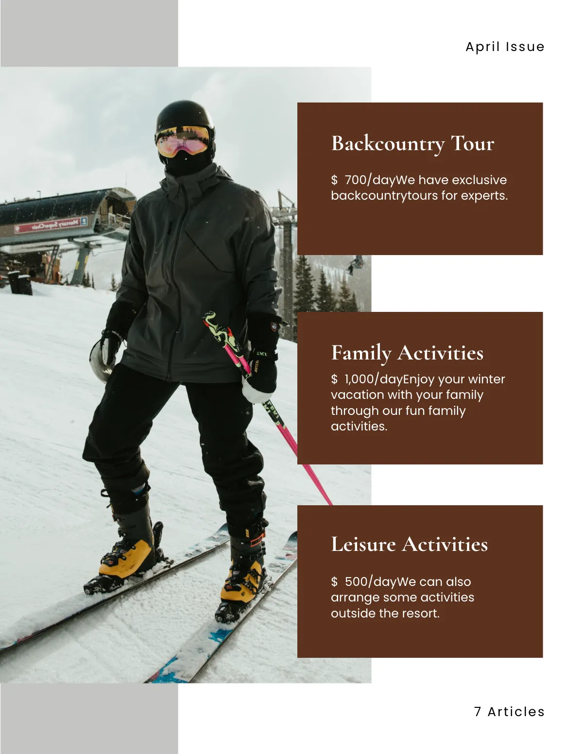 Free Ski Resort Hotel Catalog Template to Edit Online