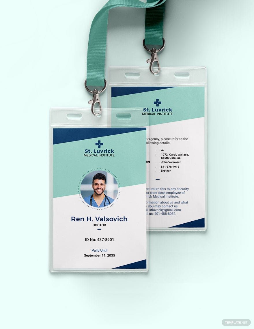 Simple Medical ID Card Template in PSD, Word, Pages, Illustrator