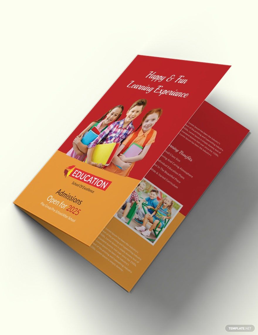 Kindergarten Bi-Fold Brochure Design Template