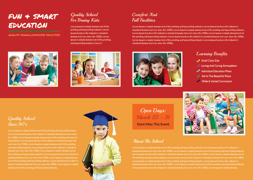 Kindergarten BiFold Brochure Design Template