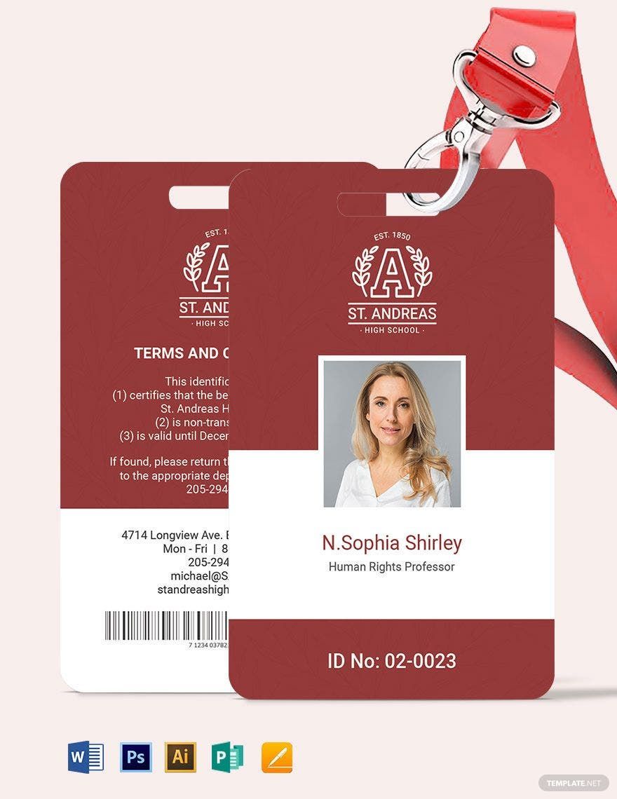 Teacher ID Card Template Download In Word Illustrator PSD Apple Pages Publisher Template