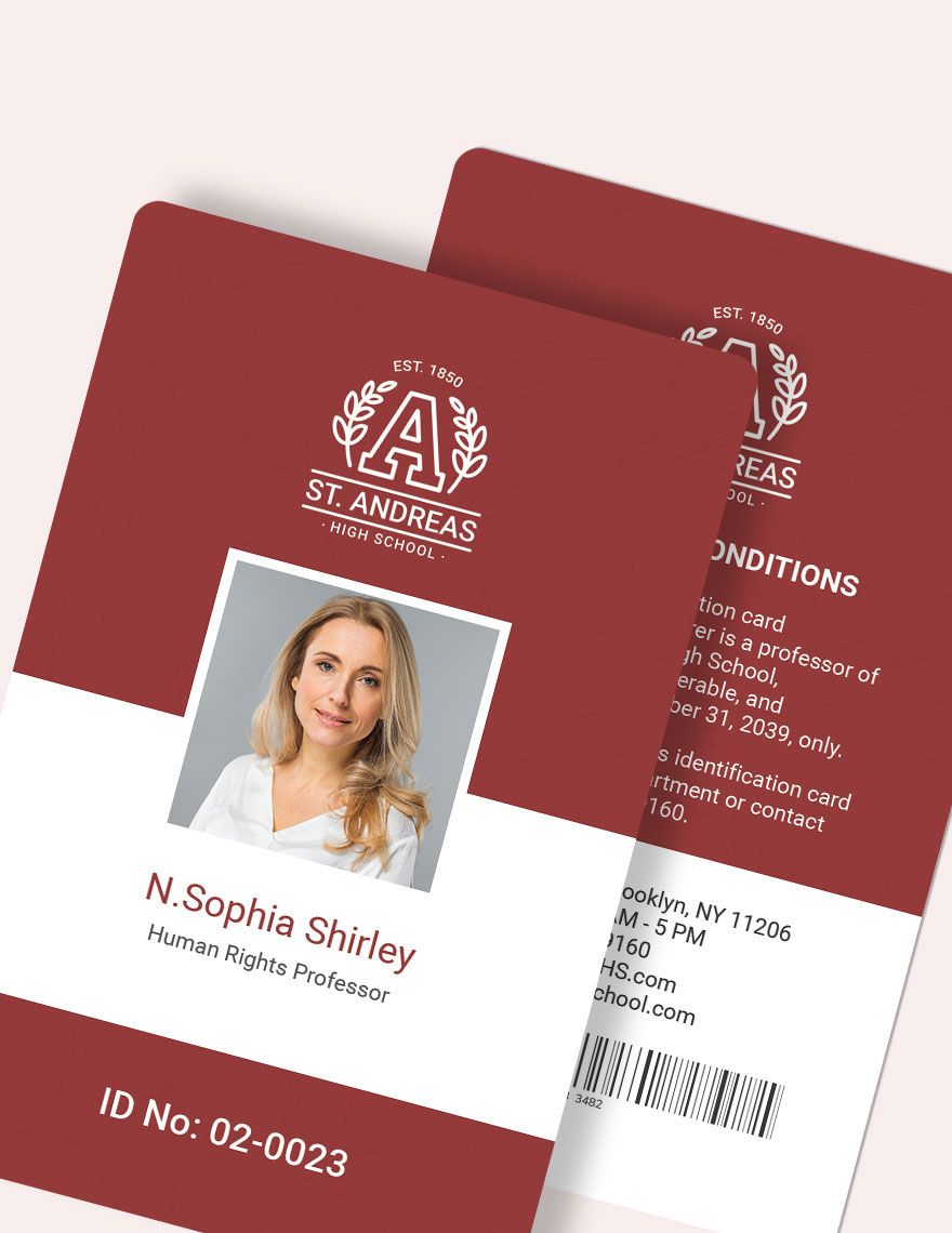 Teacher ID Card Template Download In Word Illustrator PSD Apple 