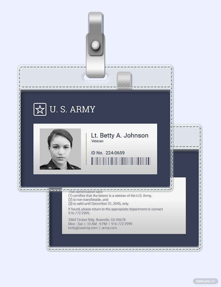 Veteran ID Card Template in Word, Illustrator, PSD, Apple Pages, Publisher