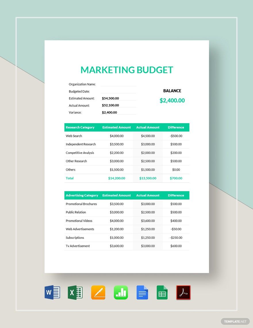 Simple Marketing Budget Template