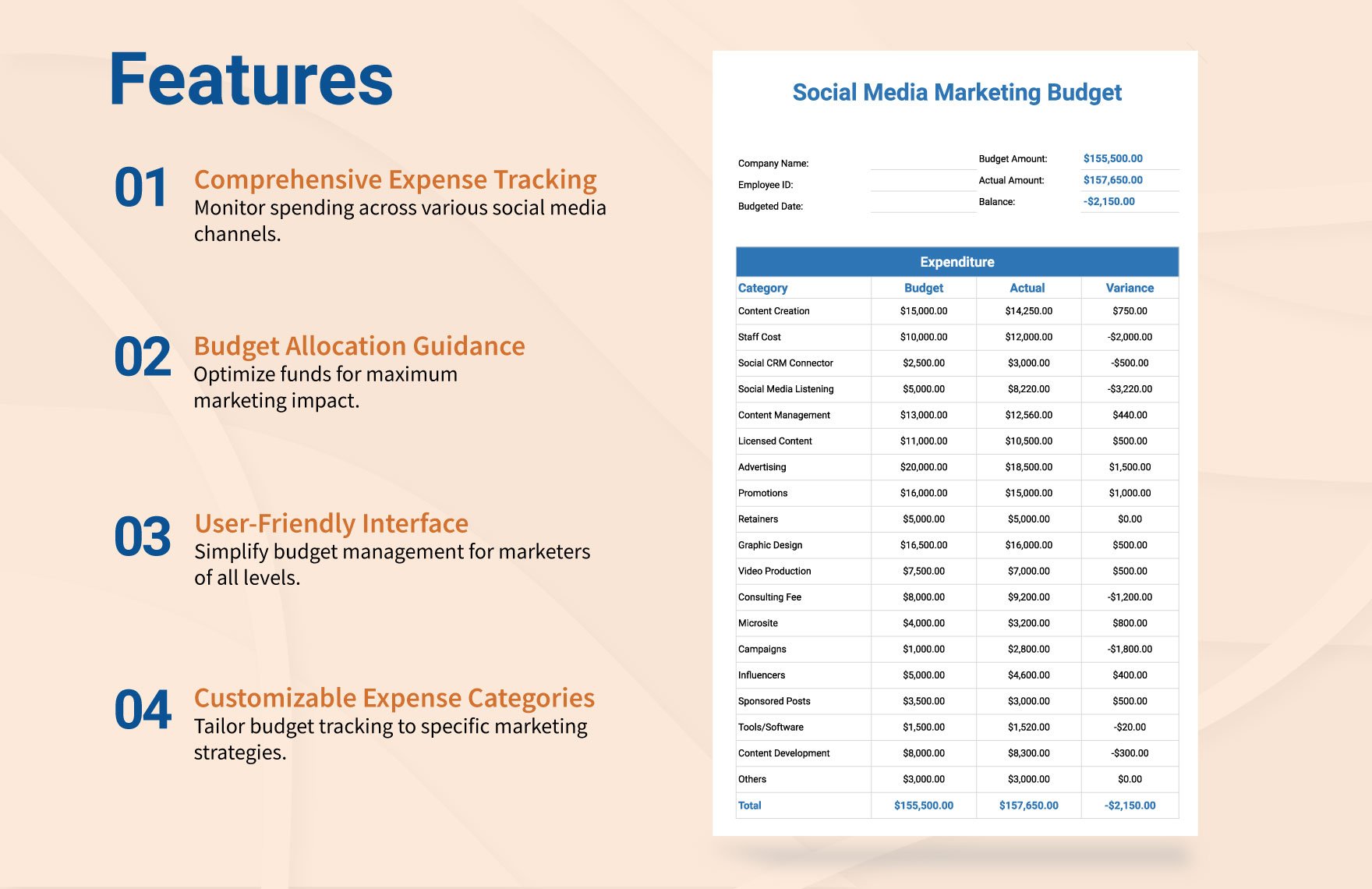 Social Media Marketing Budget Template