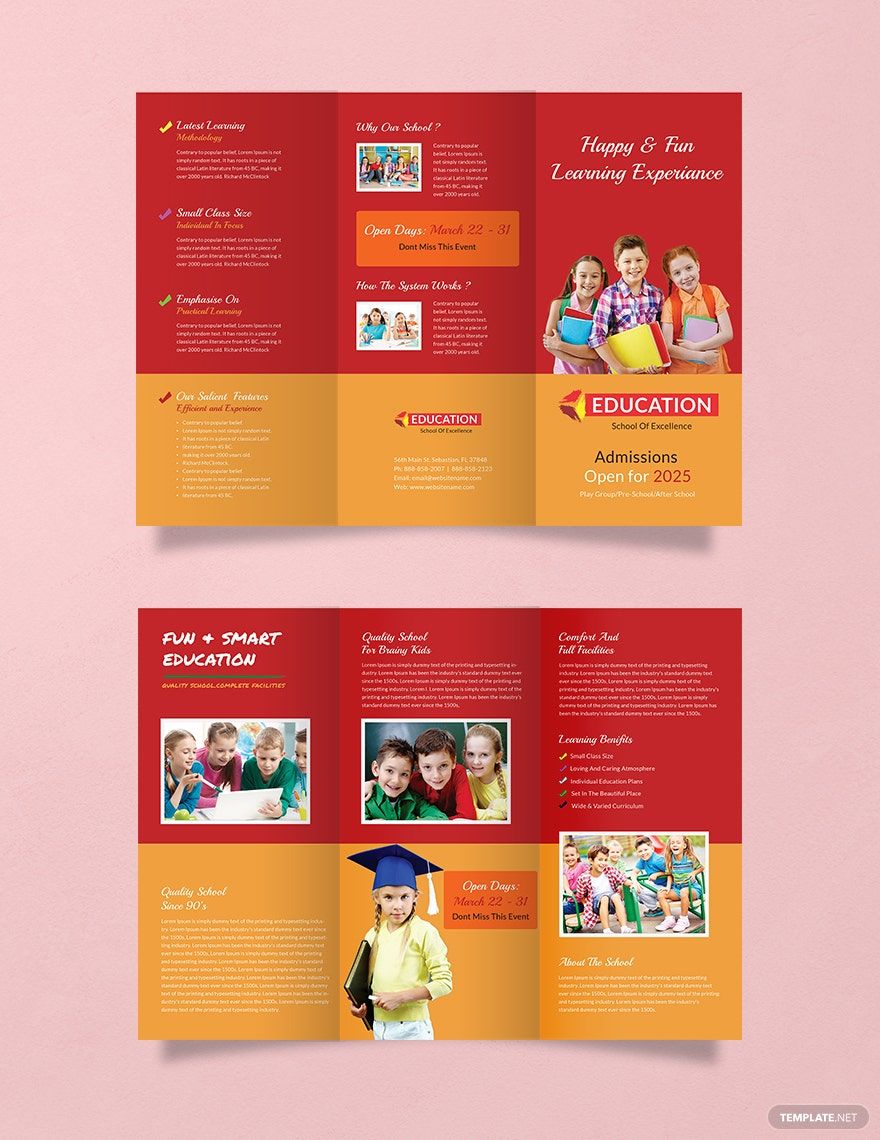 Kindergarten Tri-Fold Brochure Design Template