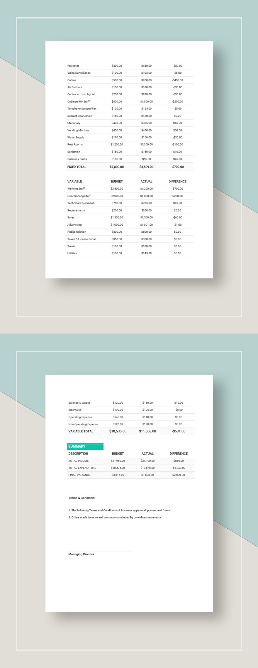 Startup Business Budget Template