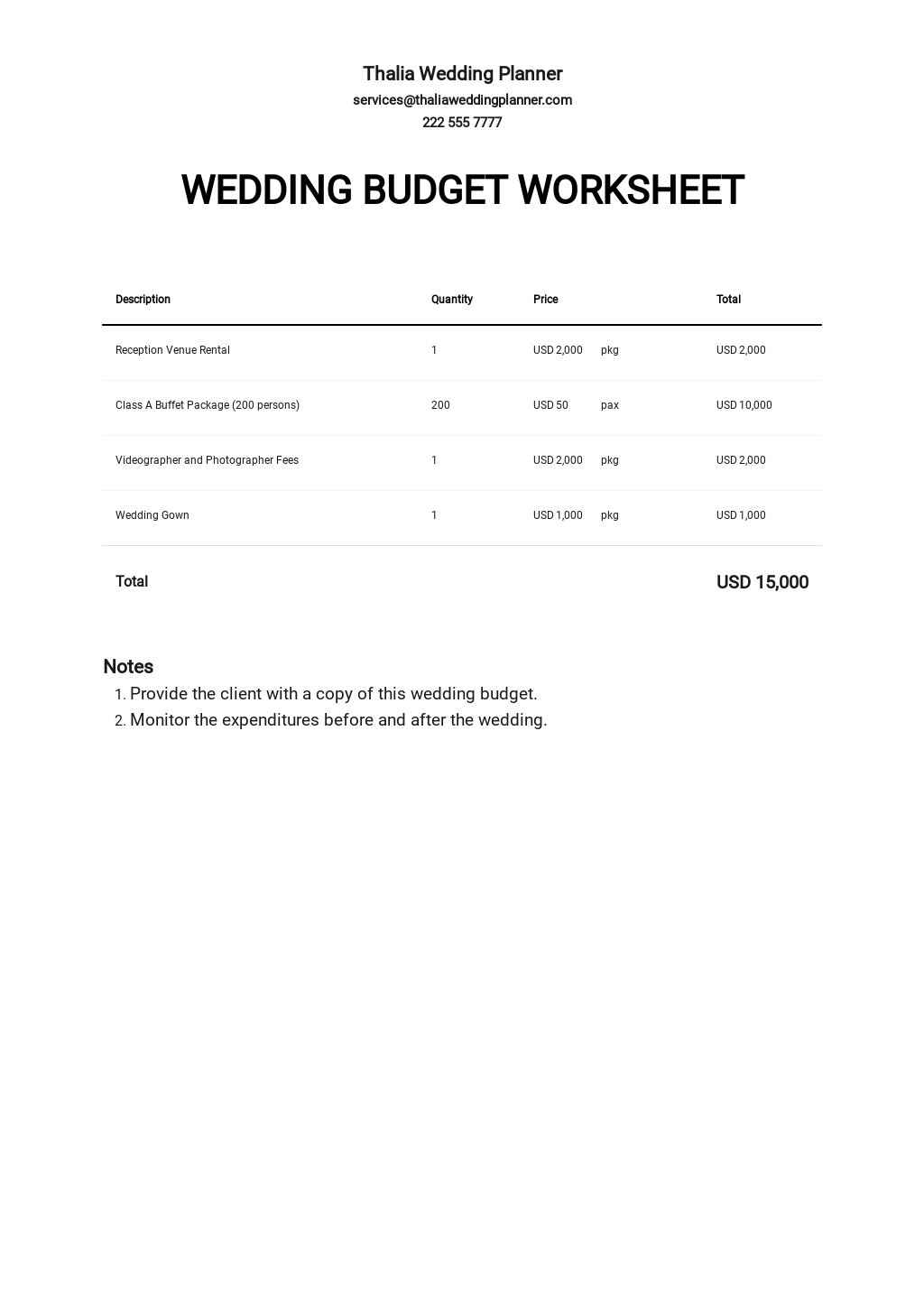 Printable Wedding Budget Worksheet Template.jpe