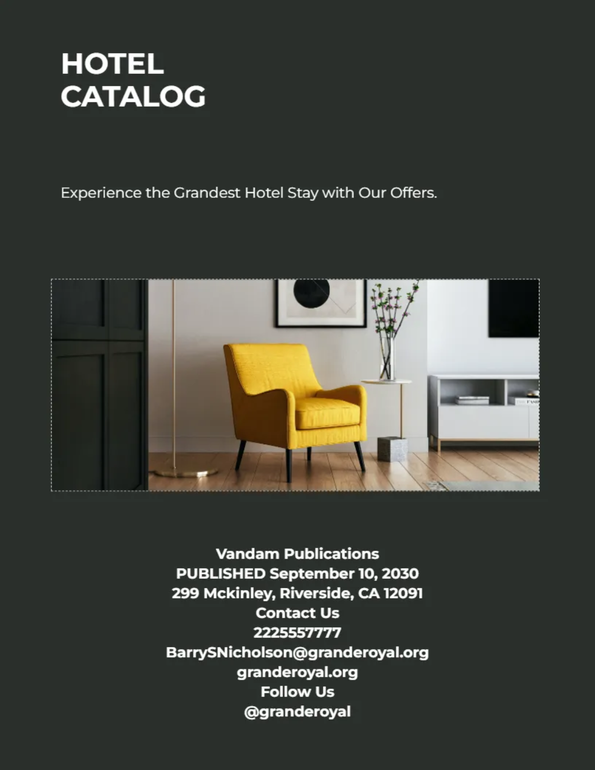 Free Elegance Hotel Catalog Template to Edit Online
