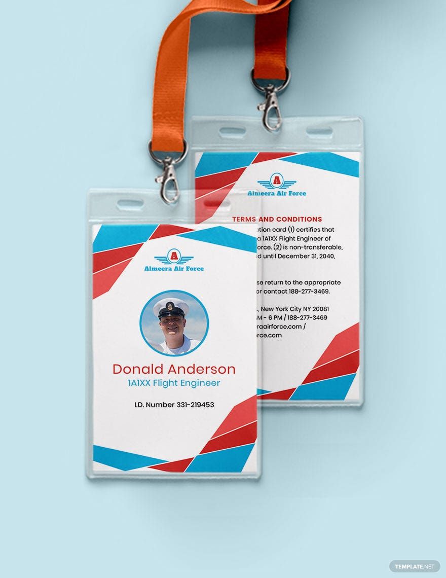 Airforce ID Card Template in Word, Illustrator, PSD, Apple Pages, Publisher