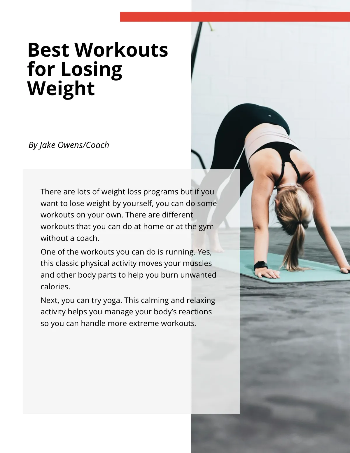 Free Fitness eBook Template to Edit Online